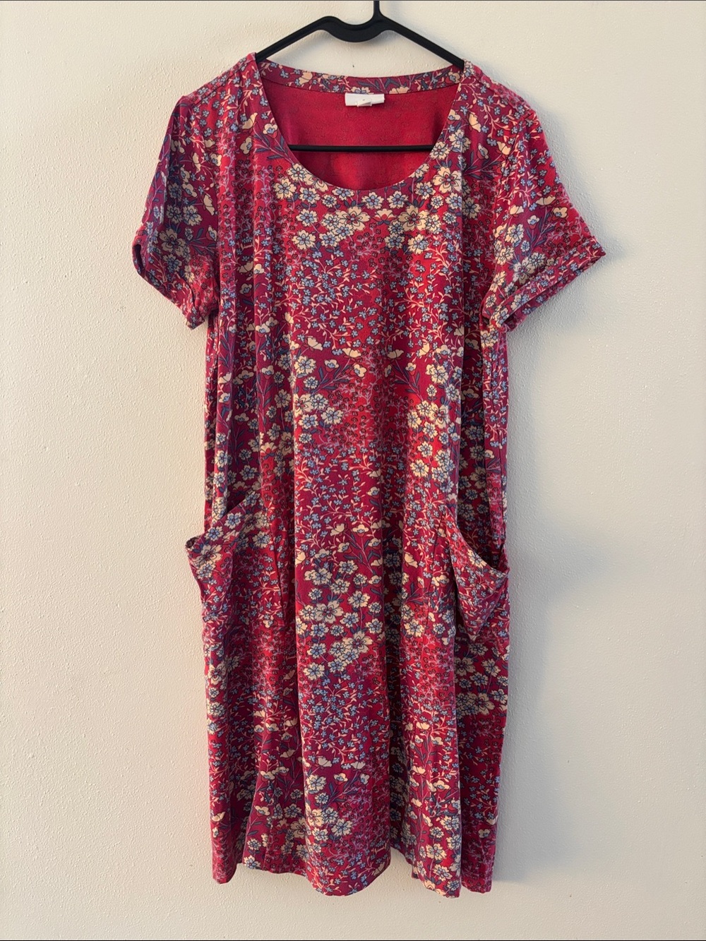 J. Jill Floral Scoop-Neck Midi Dress in Berry-Size M-